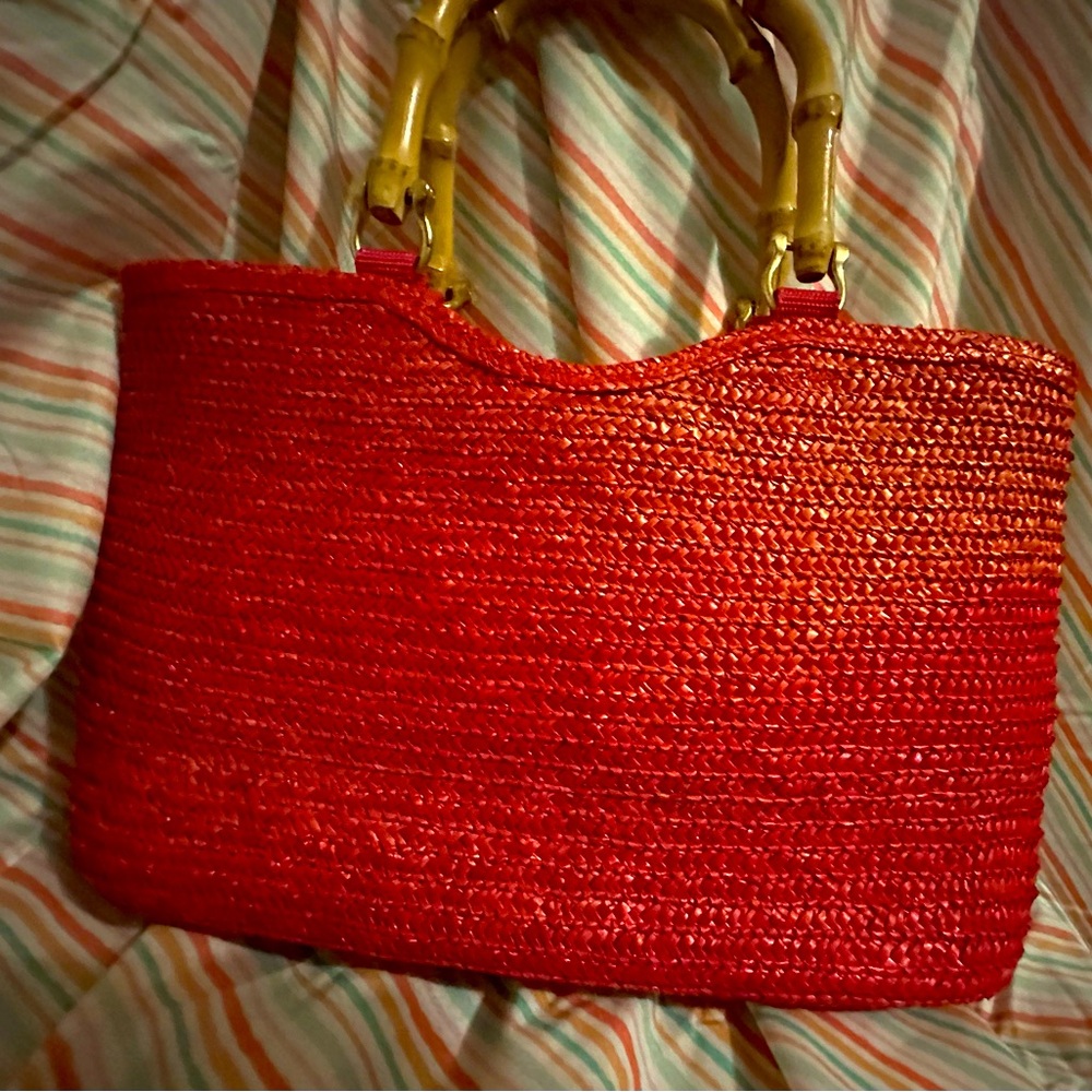 ST. John’s Bay red purse vintage made with eco material and fabric inside.